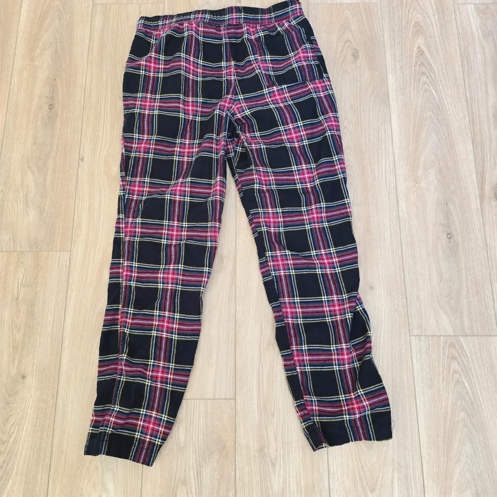 J. Crew Men's Plaid Pajama Pants - Black, Red, Yellow Medium